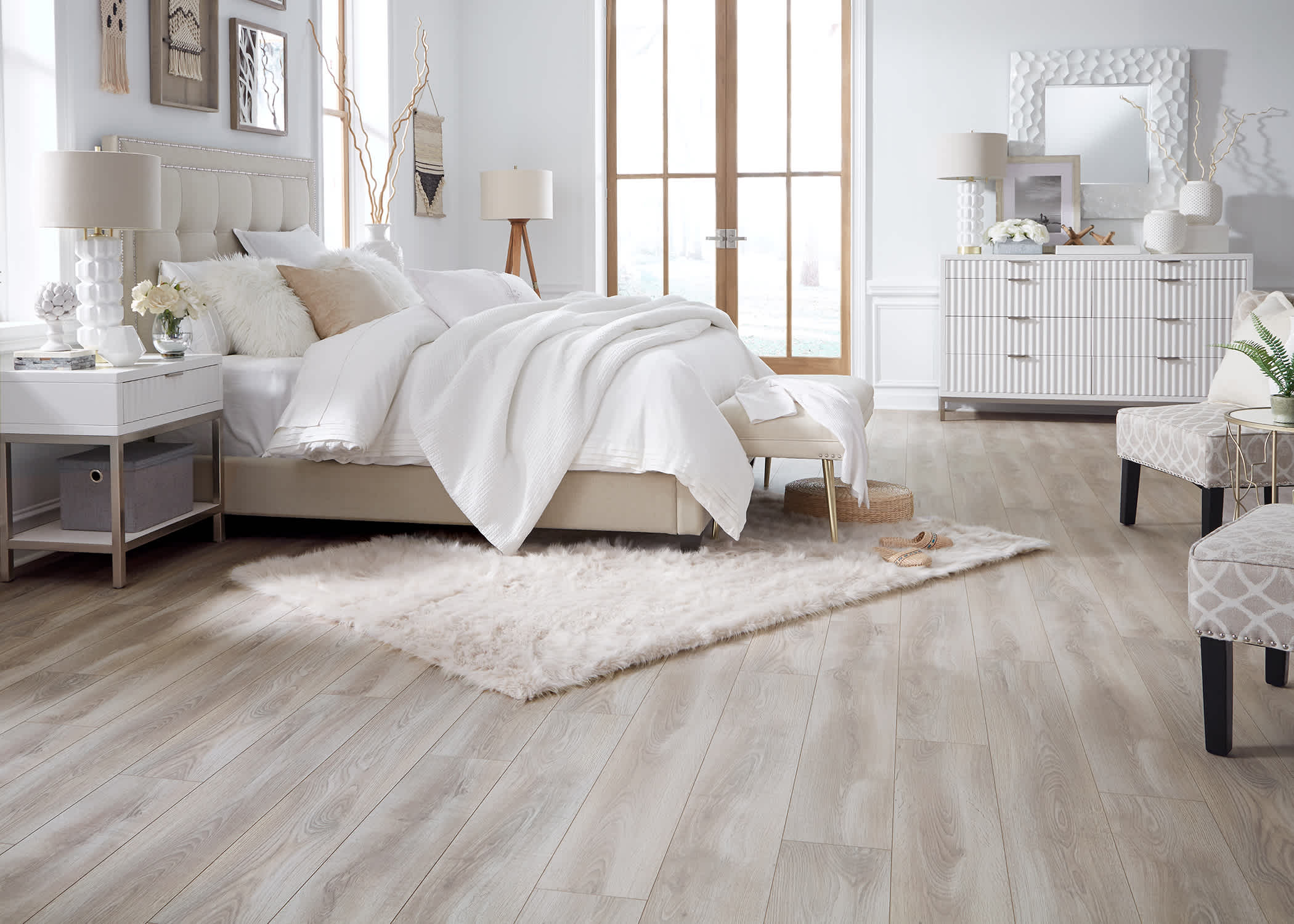 Delaware Bay Driftwood w/pad Laminate Flooring installed in a living room