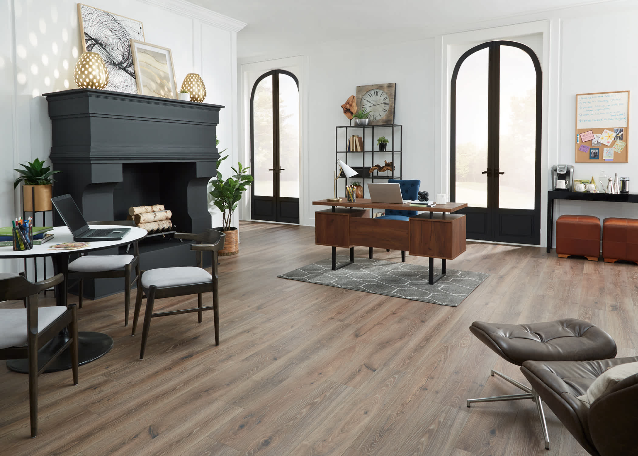 Sagrada Oak Waterproof Hybrid Resilient Flooring installed in a living room.