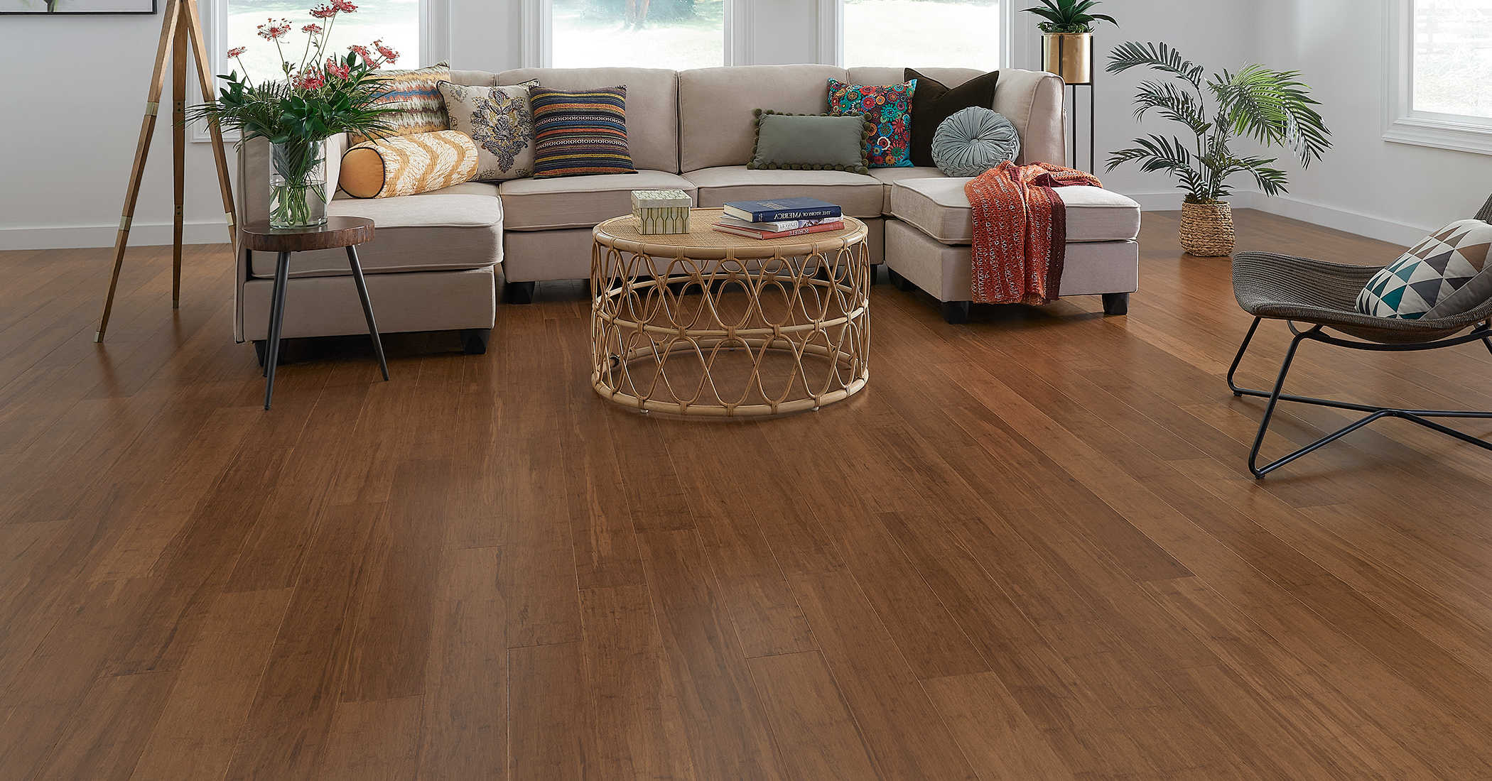 Carbonized Bamboo Flooring installed in a living room