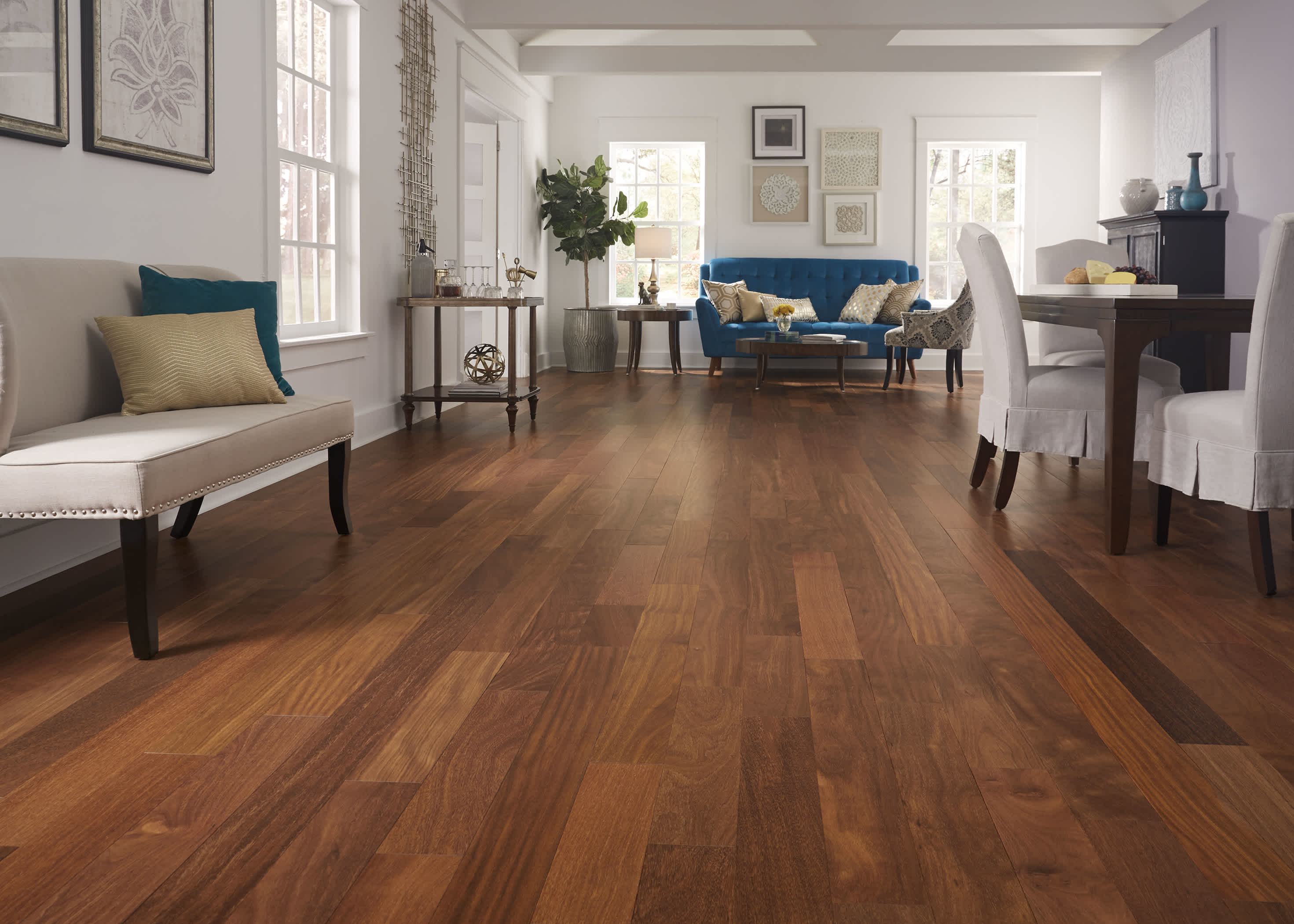 Solid Brown hardwood flooring installed in a living room