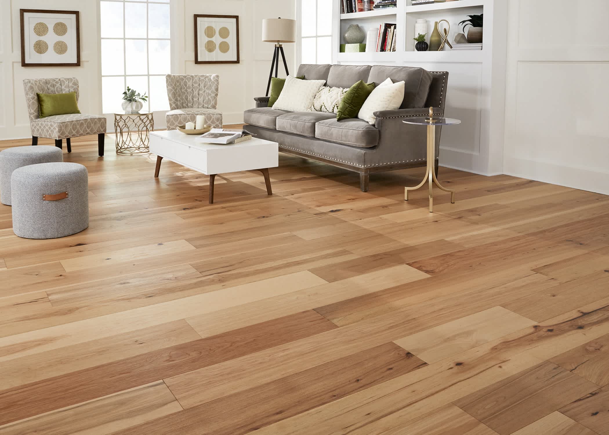 Blonde Hardwood Flooring installed in a living room