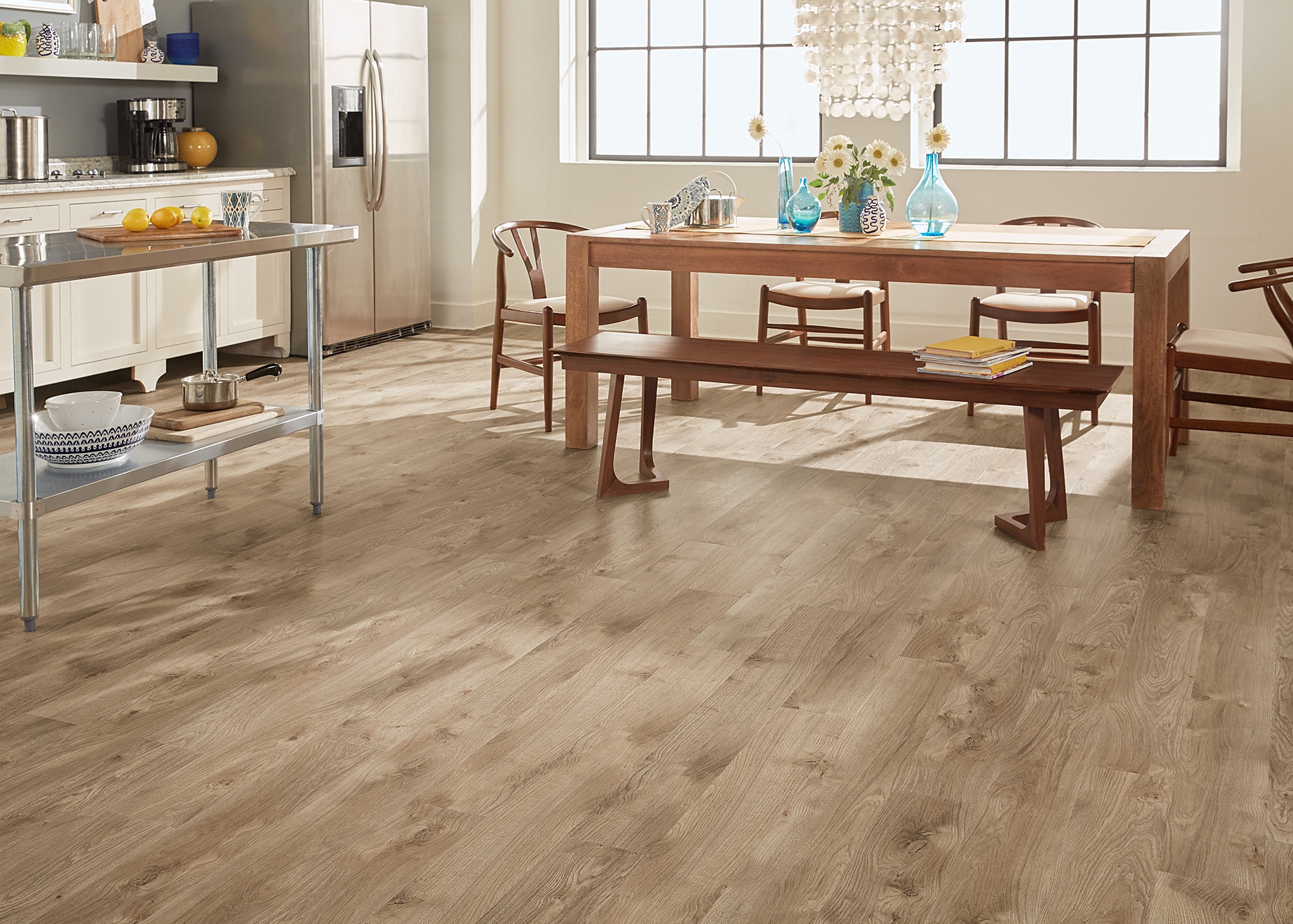 Dining room with luxury vinyl plank flooring