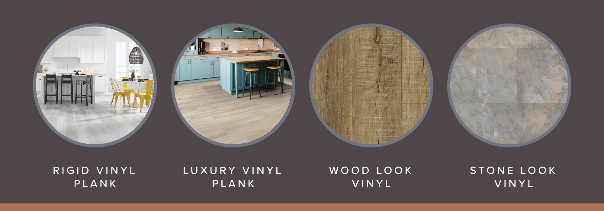 graphic showing luxury vinyl plank and rigid vinyl plank examples