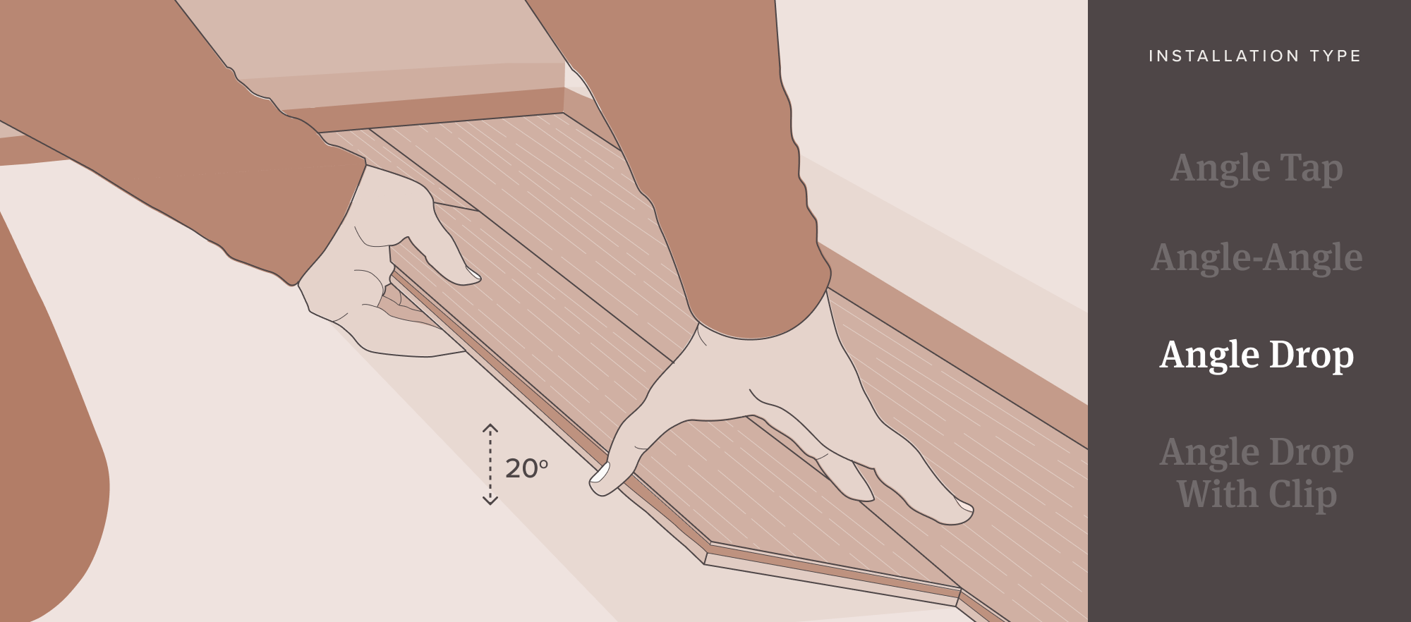 graphic showing click flooring angle-drop function