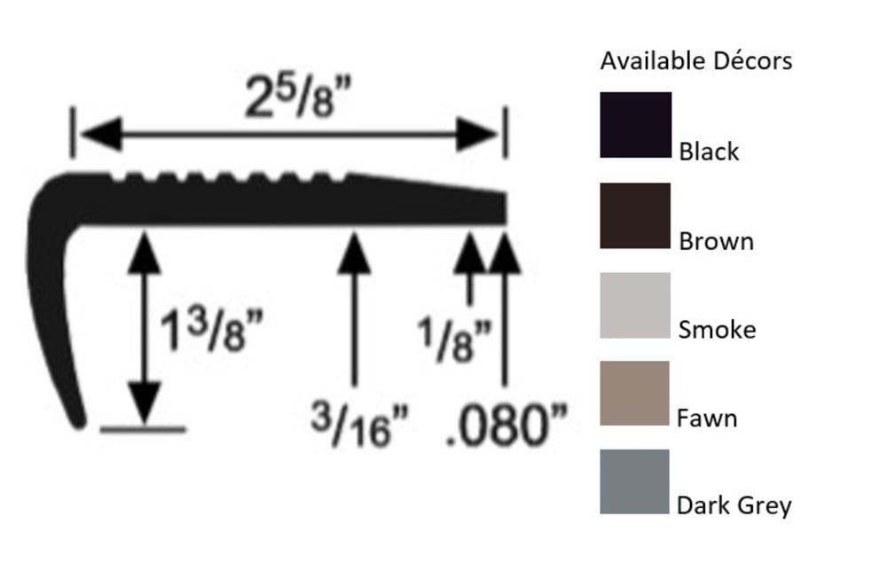 Commercial Rubber #3 Stair Nosing 2-5/8 in. x 9 ft. - Smoke