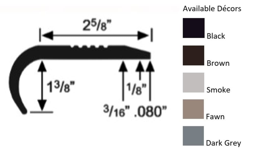 Commercial Rubber #4 Stair Nosing 2-5/8 in. x 9 ft. - Black